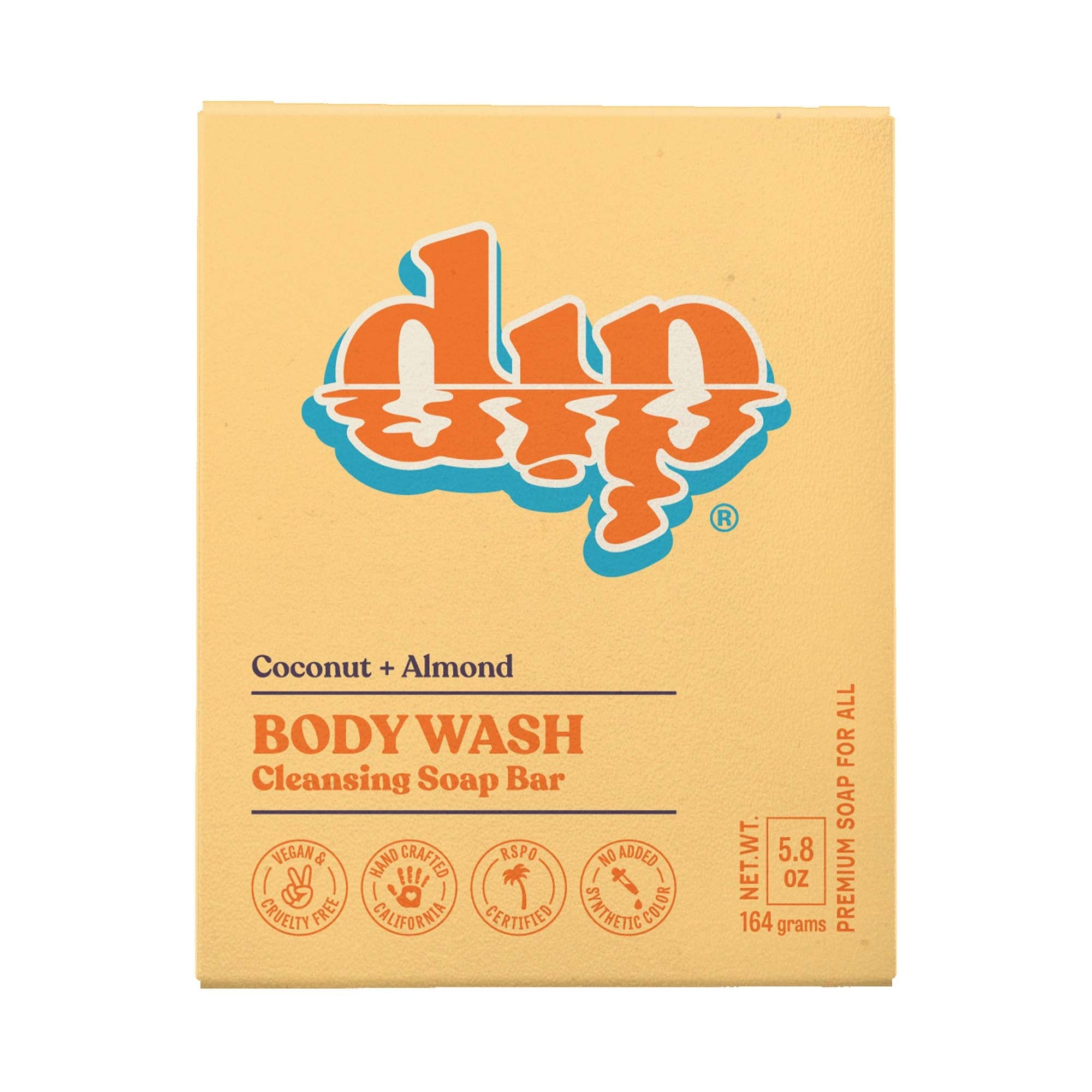 Organic Coconut & Almond Body Wash Bar - Hydrating & Moisturizing Cleansing Soap for Dry Skin - Perfect for Shower, Bath & Travel