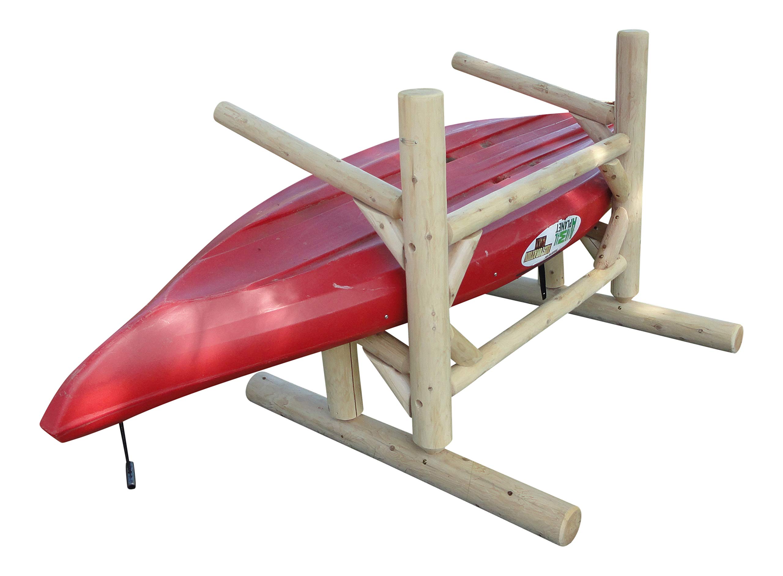 2-Place One-Sided Kayak & SUP Storage Rack - Free Standing Outdoor Kayak Holder, Paddle Board Stand for Garage, Backyard or Dock - Natural Wood Kayak Storage Solution for Easy Organization & Space Saving