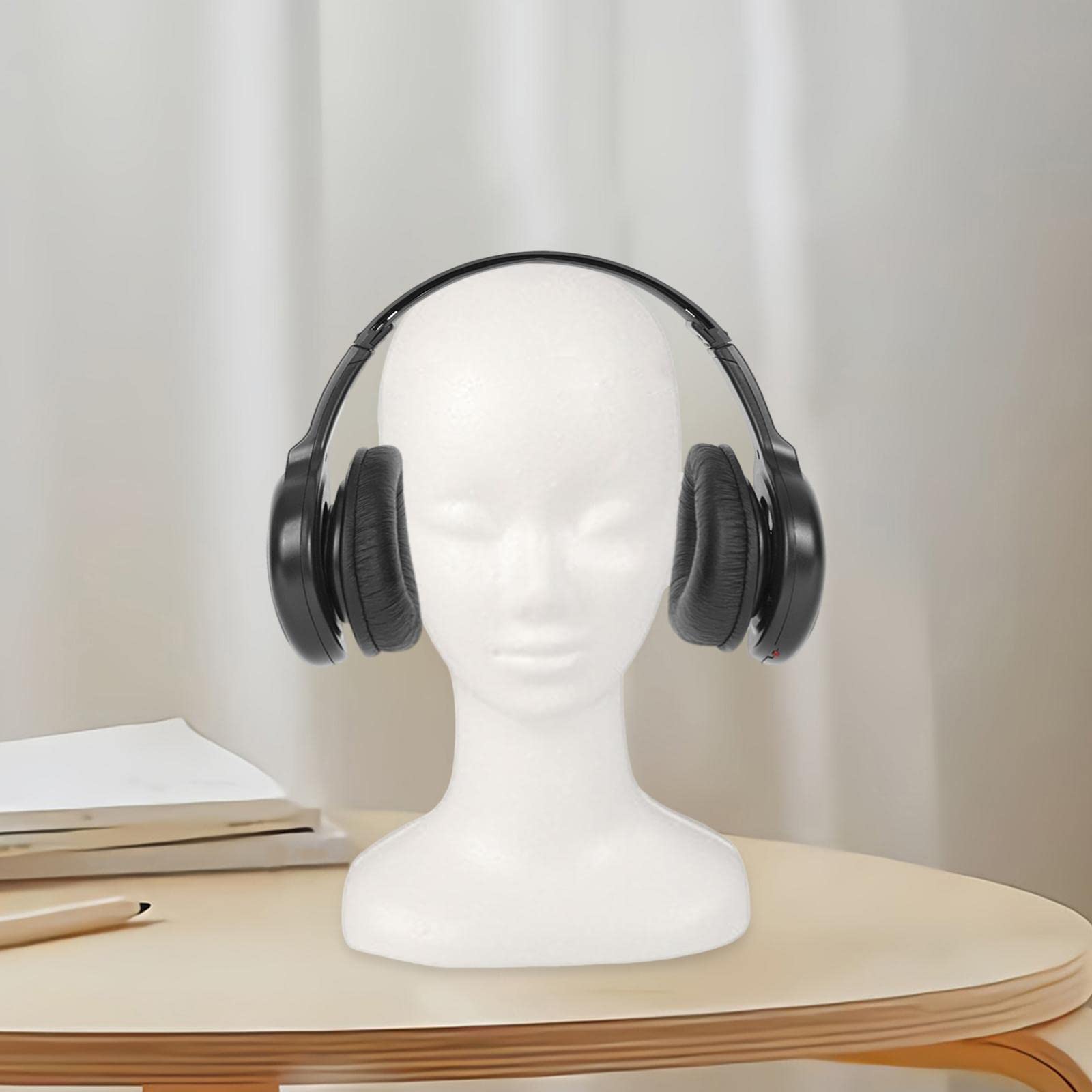 Styrofoam Mannequin Head for Wig Display - White Foam Wig Stand with Adjustable Height for Hairpieces, Hats, Glasses & Headset - Perfect for Salon, Barbershop & Home Hairstyling Practice