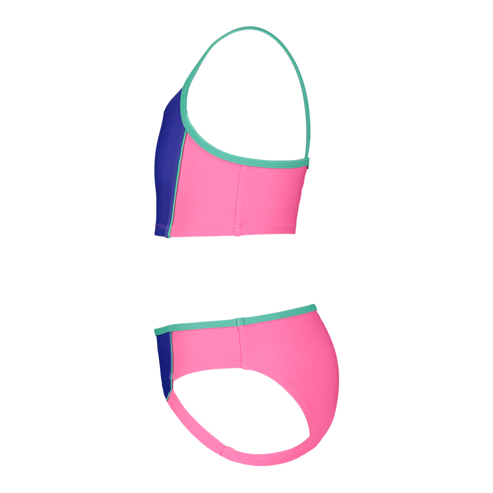 Under Armour Girls' 2-Piece Color Block Swimsuit with Piping - Youth Swimwear for Beach, Pool & Summer Activities
