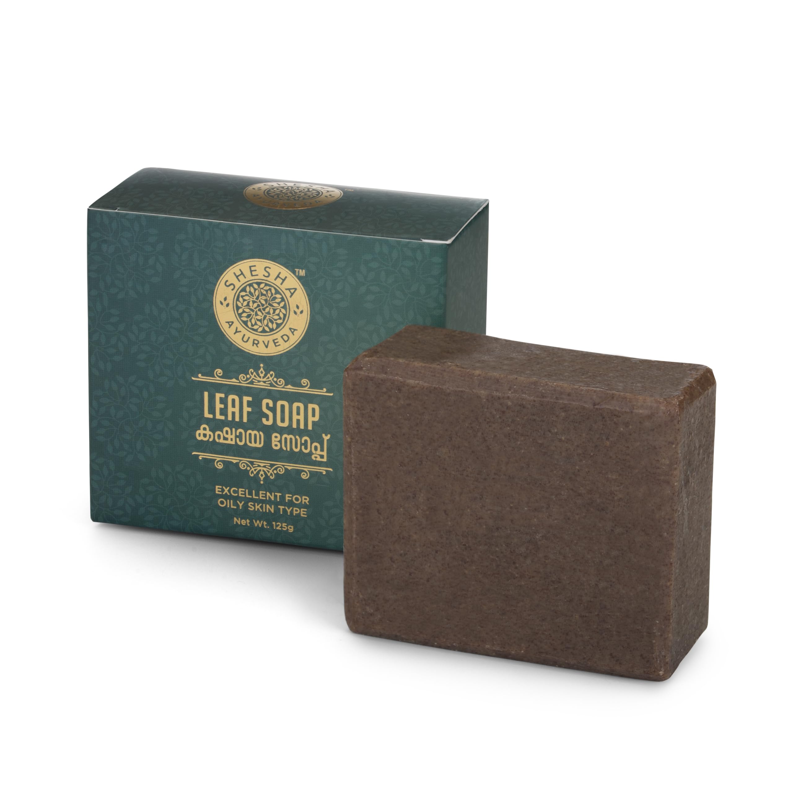 SHESHA NATURALS Ayurvedic Leaf Soap - 100% Natural Kashaya Based Skin Rejuvenating & Brightening Soap (125g) for Oily Skin - Deep Cleansing & Glow Boosting Face & Body Wash for Daily Skincare Routine