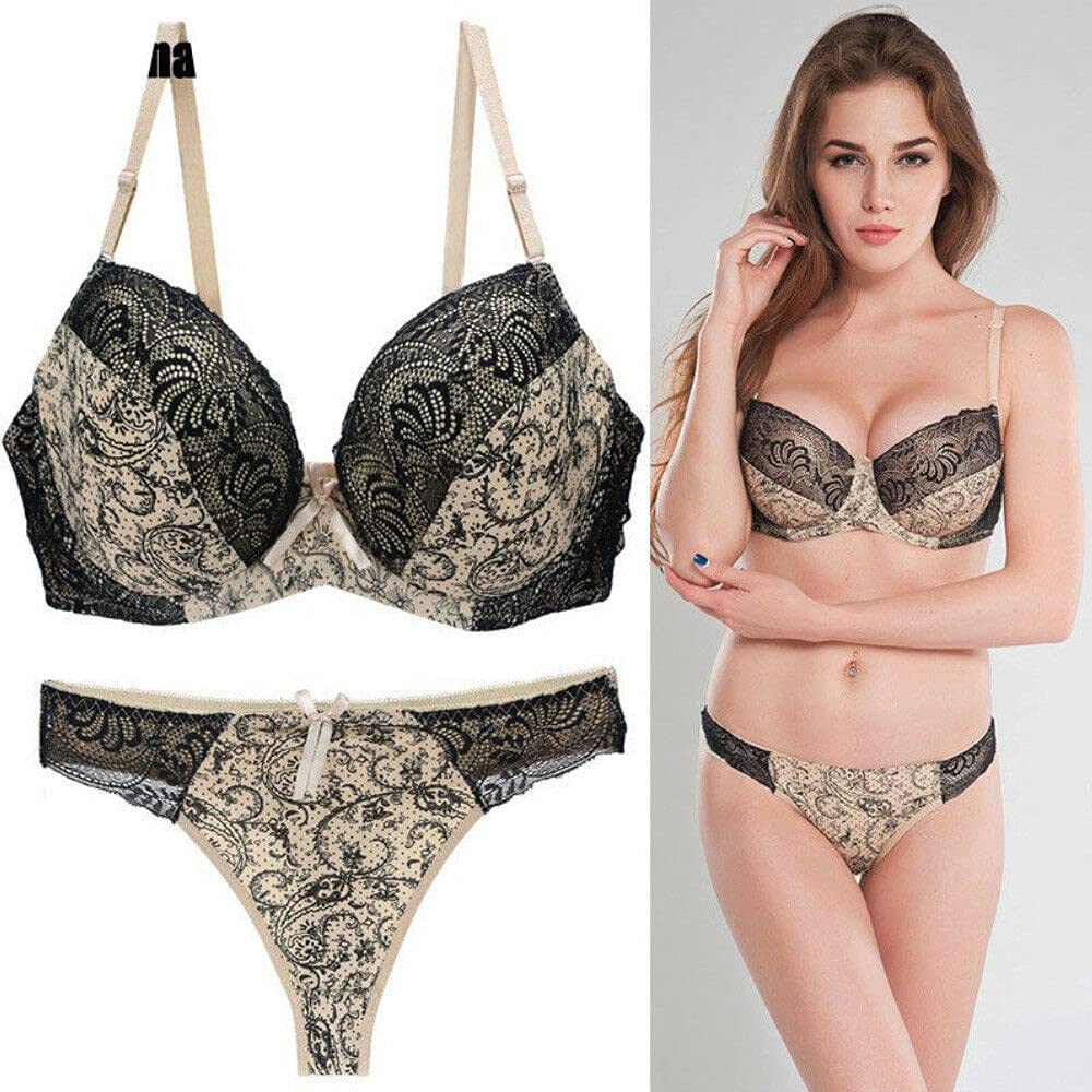 Women's Push Up Padded Bra and Thong Lingerie Set - Sexy Comfortable Underwear for Everyday Wear & Special Occasions