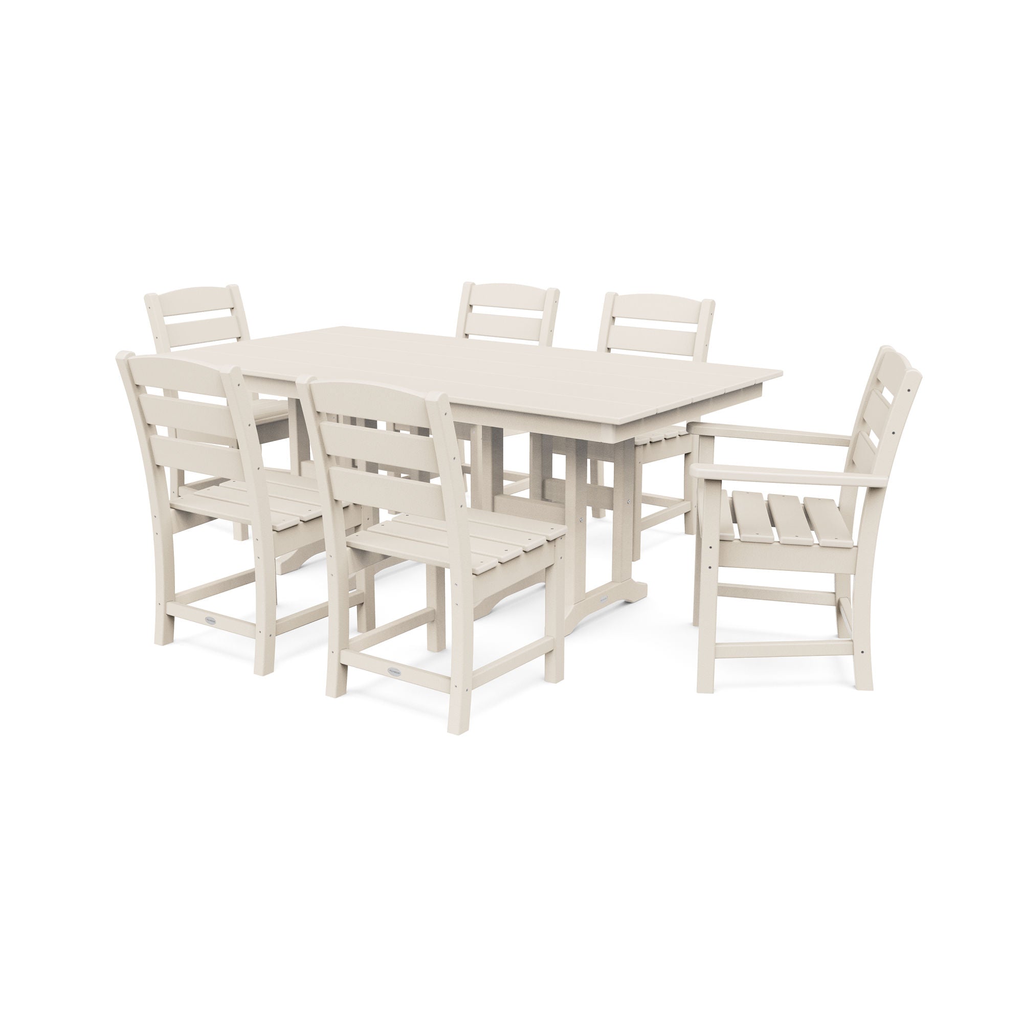 POLYWOOD Lakeside 7-Piece Farmhouse Dining Set - Outdoor Patio Furniture for Backyard, Garden & Poolside - All-Weather Resin Wicker Chairs & Table