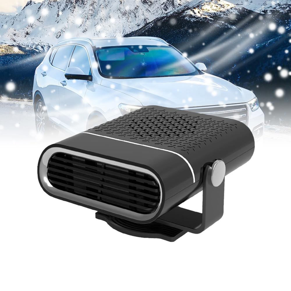 MACHSWON 120W Portable Car Heater - Fast Heating Auto Defroster & Windshield Defogger with 360° Rotation for Cars, Trucks & RVs - Cigarette Lighter Plug-in (Black) | Perfect for Winter Driving, Camping & Emergency Heating
