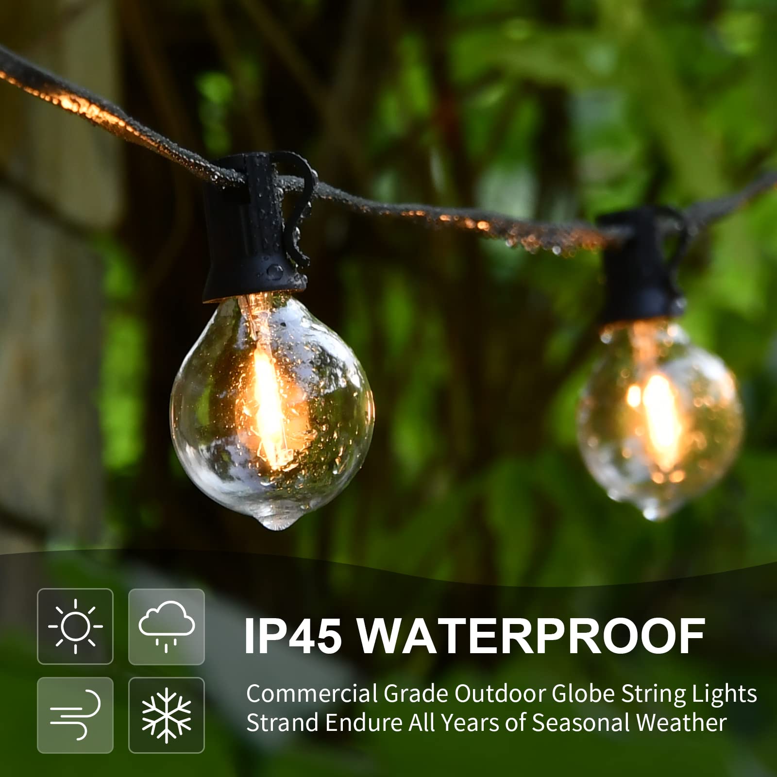 Vocevos 60FT LED Outdoor String Lights - Shatterproof, Dimmable G40 Bulbs, Waterproof Heavy-Duty Commercial Strand for Patio, Bistro, Café, Party, Wedding, Porch & Backyard Decor | Perfect for Outdoor Dining, Garden Lighting & Evening Entertainment