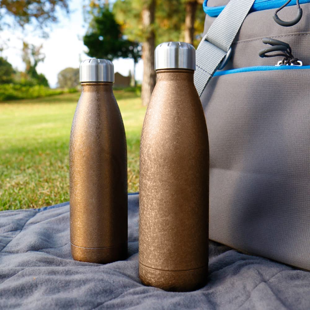 17oz Vacuum Insulated Stainless Steel Sports Water Bottle - Leak Proof, Double Wall, Keeps Drinks Hot/Cold for 24 Hours - Golden - Perfect for Gym, Hiking, Camping & Outdoor Activities