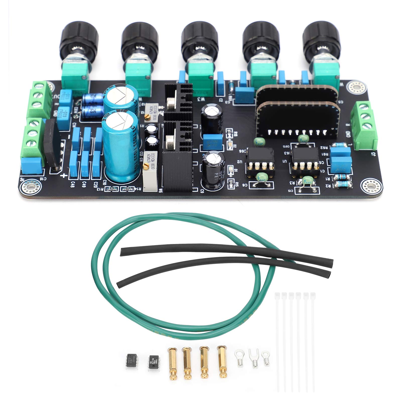 Bognajin 2604AD827 Stereo Preamp Tone Board - Amplifier Volume Bass Treble Control Board for DIY Audio Projects & Home Theater Systems