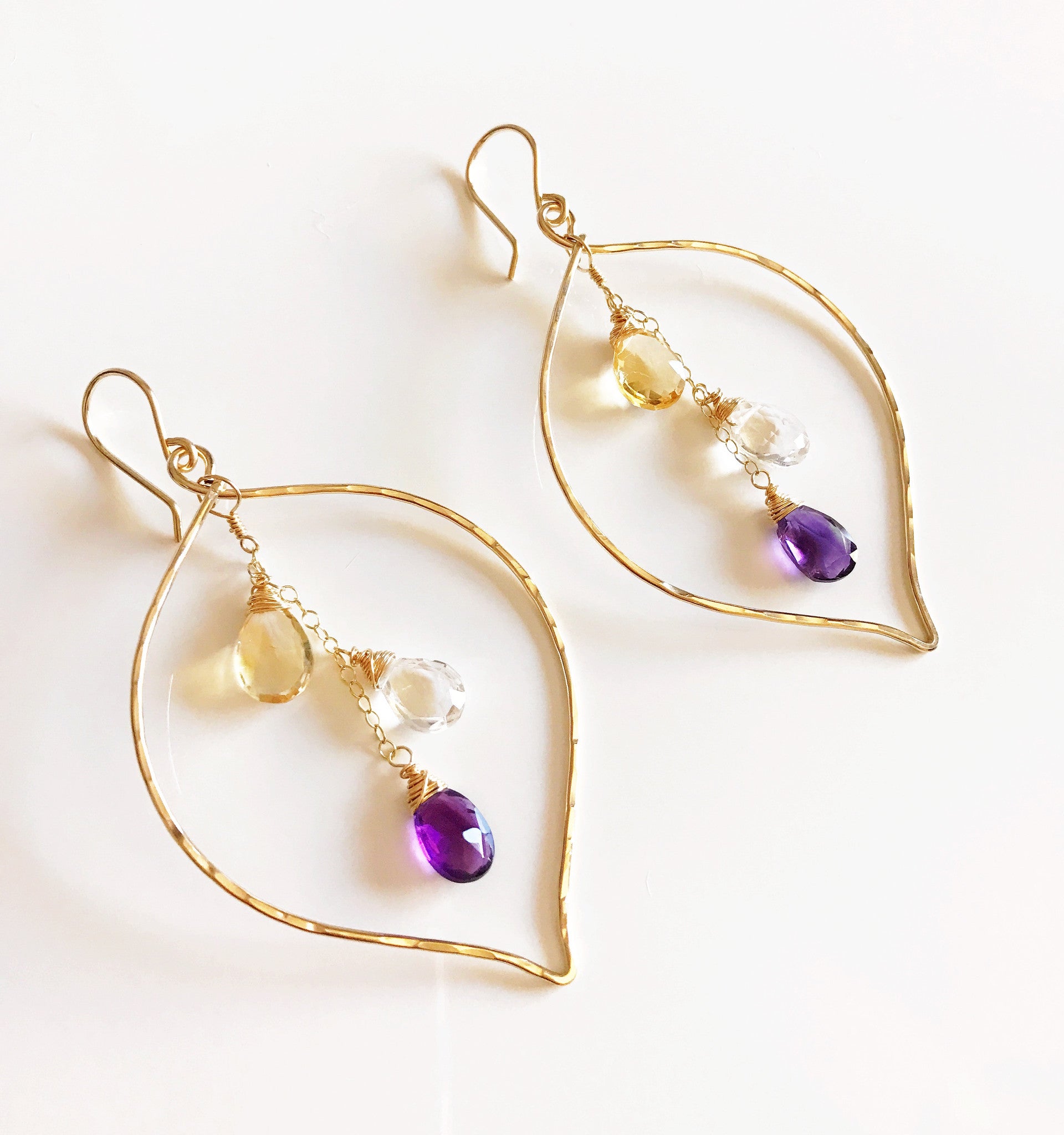 Yuri Earrings - Elegant Amethyst, Crystal Quartz & Citrine Gemstone Jewelry (E103) | Perfect for Weddings, Parties & Everyday Wear