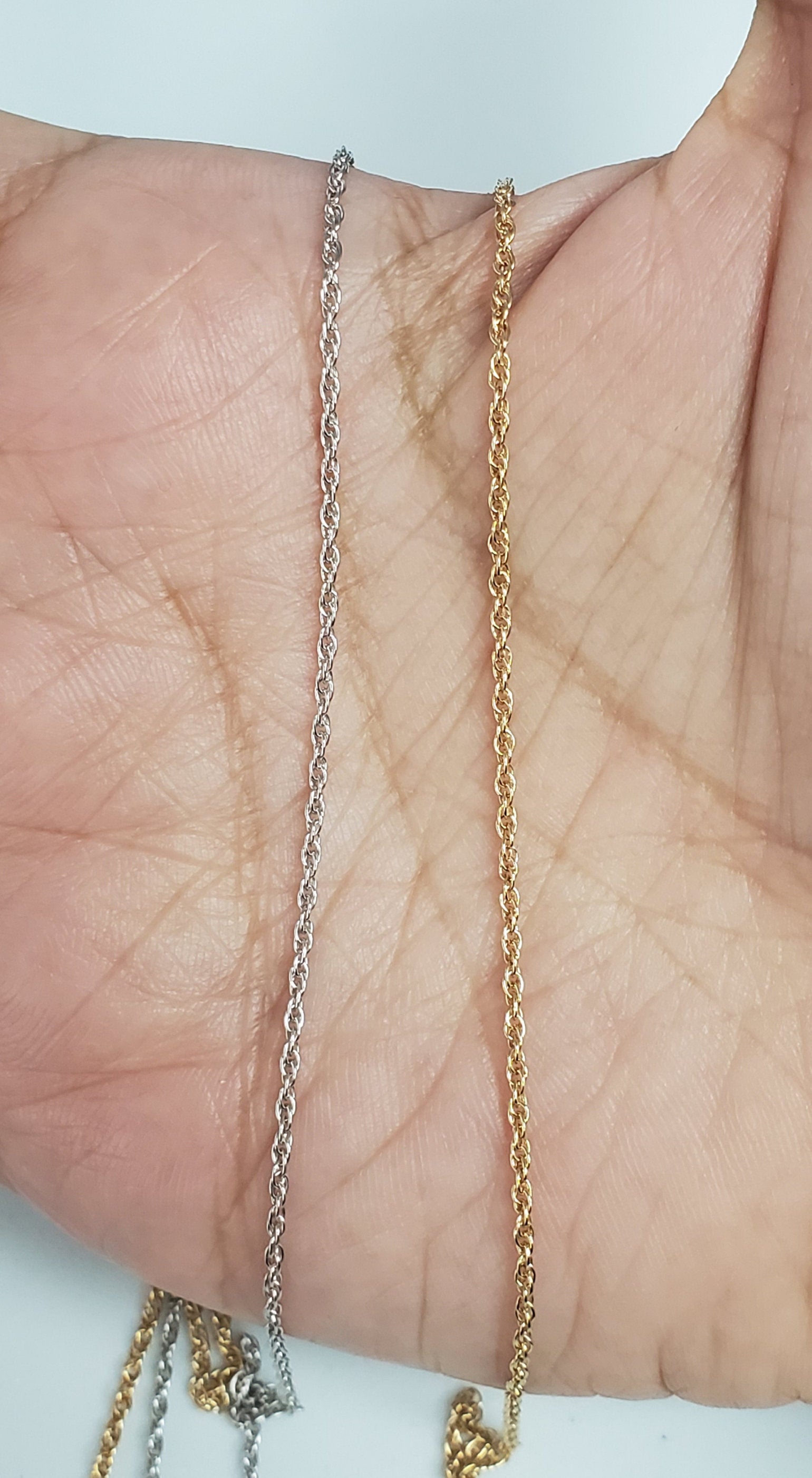 1.4MM 14K Solid Gold Rope Chain Necklace for Women & Men - Yellow Gold or White Gold - Durable & Hypoallergenic Jewelry for Everyday Wear, Gifts & Special Occasions