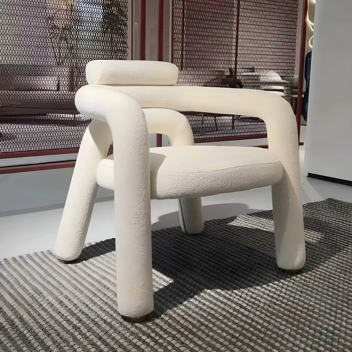 Modern Simple Style Lime Green/Ivory/Dove Grey Curved Arm Chair with Fixed Backrest & Armrests - Perfect for Living Room, Bedroom or Office Seating