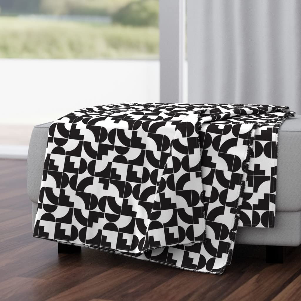 Memphis Shapes Geometric 80s Bauhaus Midcentury Modern Print Plush Minky Throw Blanket 50