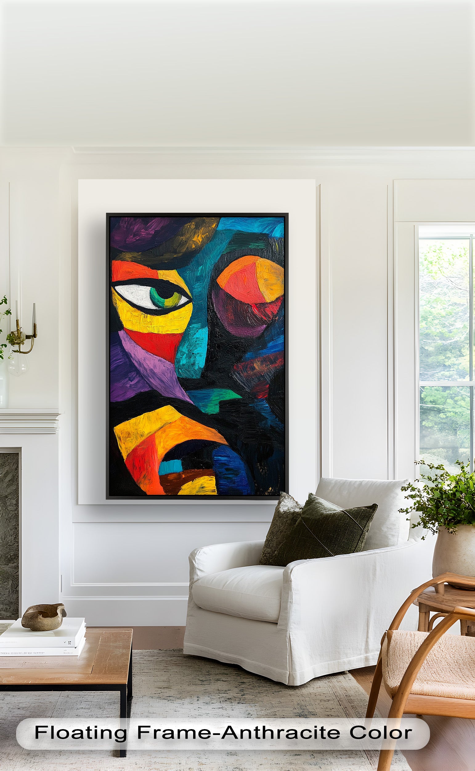 Abstract Eye Expression Fauvism Oil Painting - Modern Wall Art for Living Room, Bedroom & Office Decor
