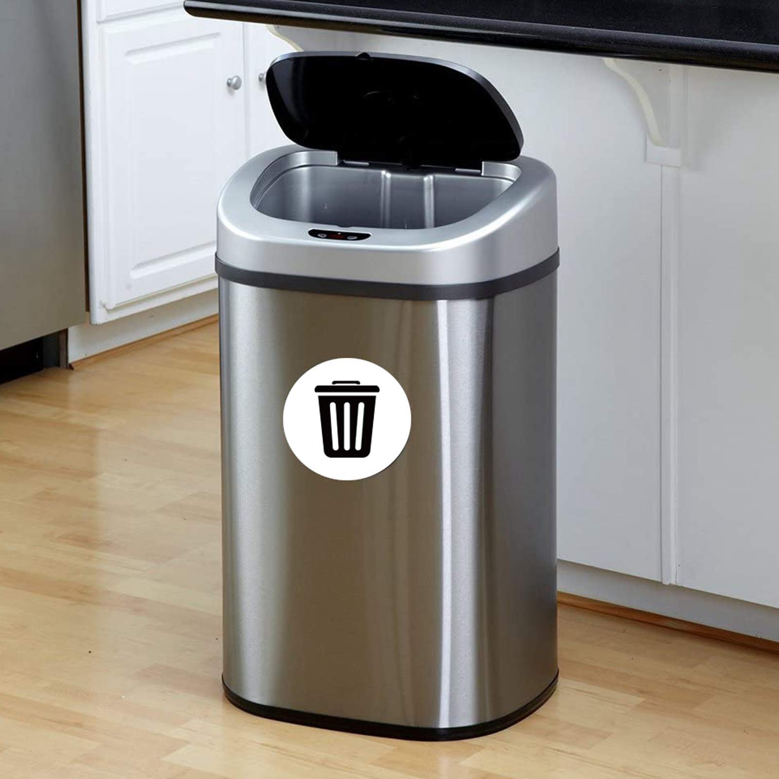 18 Pcs Self-Adhesive Bin Stickers - 9 Trash Can Signs & 9 Recyclable Labels for Waste Sorting | Perfect for Home, Office & Public Recycling Bins