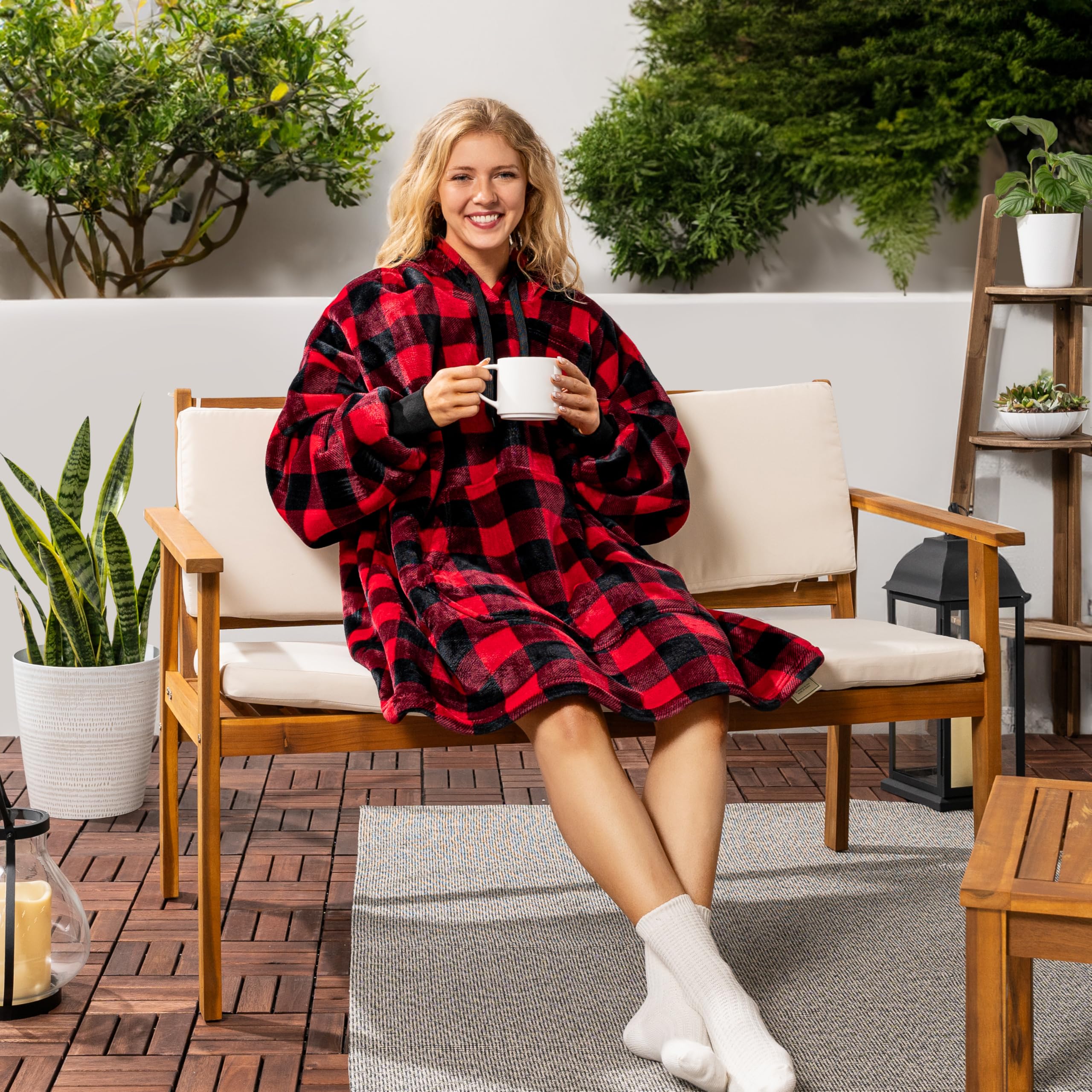 PAVILIA Women's Sherpa Wearable Blanket Hoodie - Oversized Cozy Fleece Hooded Sweatshirt for Men & Women | Perfect for Lounging, Netflix Nights & Outdoor Camping