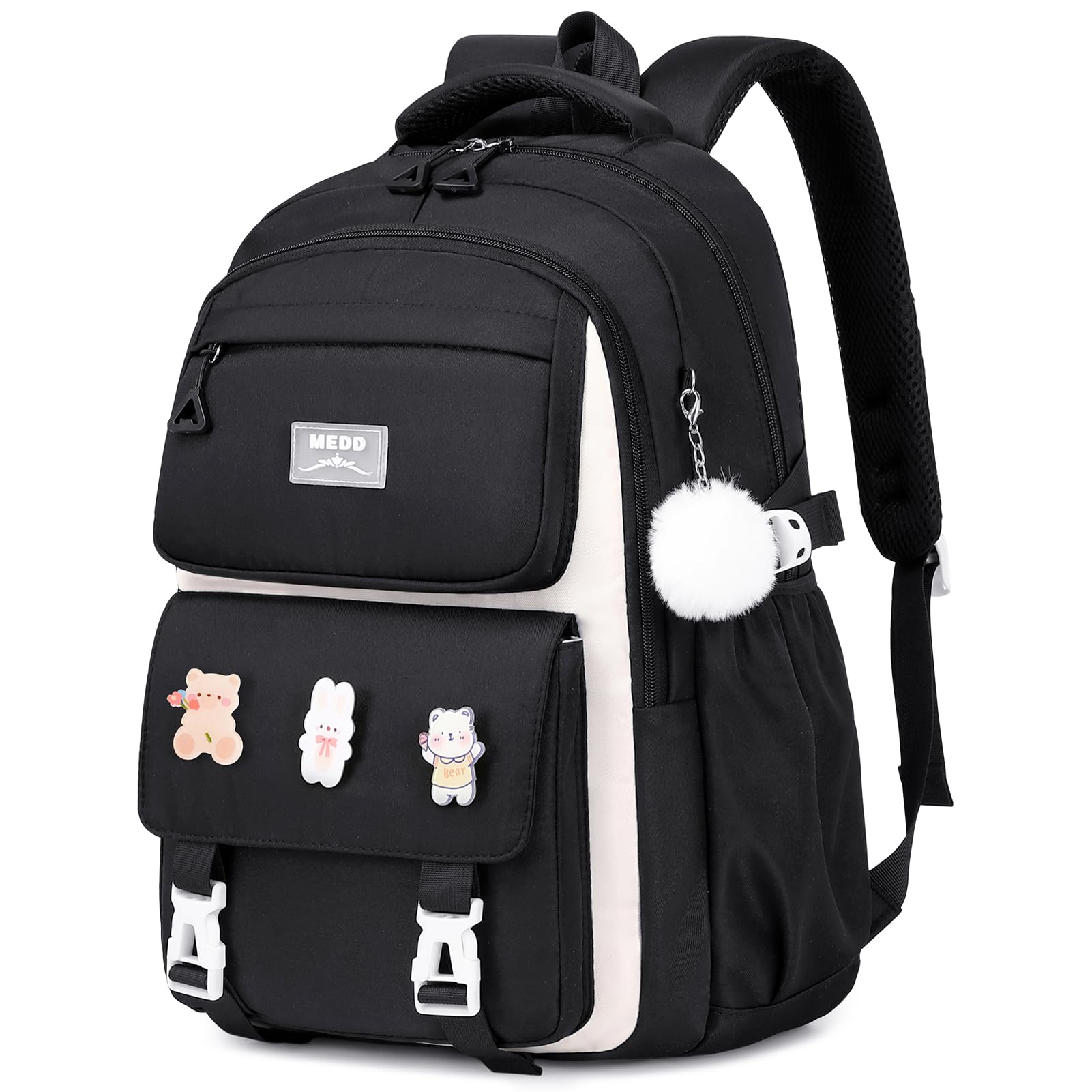 GeeWin Waterproof Stylish Backpack for Girls - School Bookbag for Teens, Kids & Women - Durable Travel Backpack with Pencil Case - Perfect for Elementary, Middle School & College Students (Black) - Ideal for Daily School Use, Weekend Trips & Outdoor Adventures