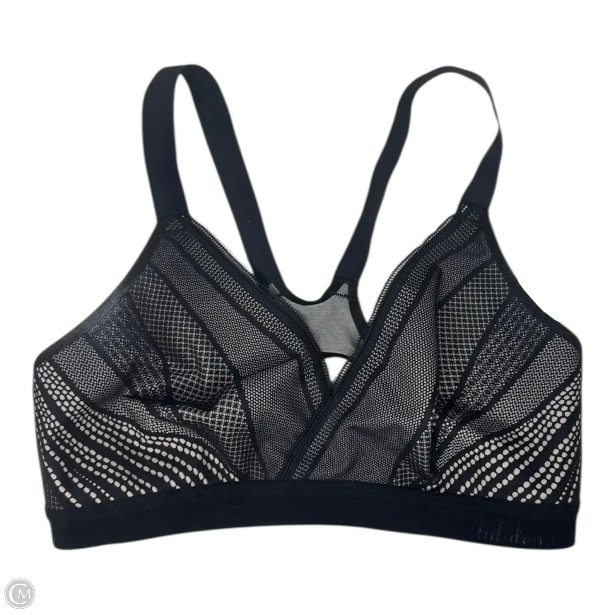 Lululemon Women's 34DD High-Impact Sports Bra - Black & White for Running, Yoga & Gym Workouts