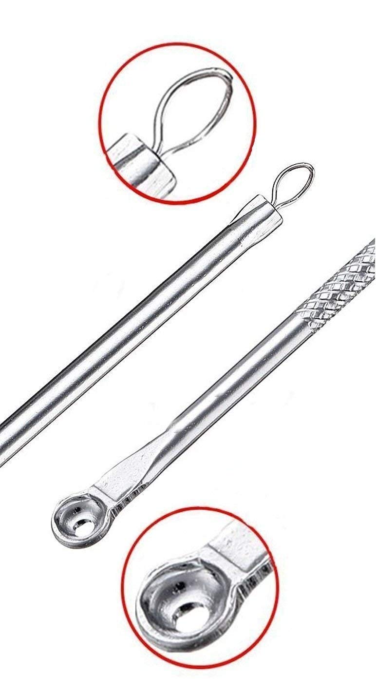 Professional Blackhead Remover Kit - Stainless Steel Pimple & Blemish Extractor Tools with Anti-Slip Handle & Storage Case (4-Piece Set) - Perfect for Facial Care, Acne Treatment & Skin Cleaning at Home or Salon