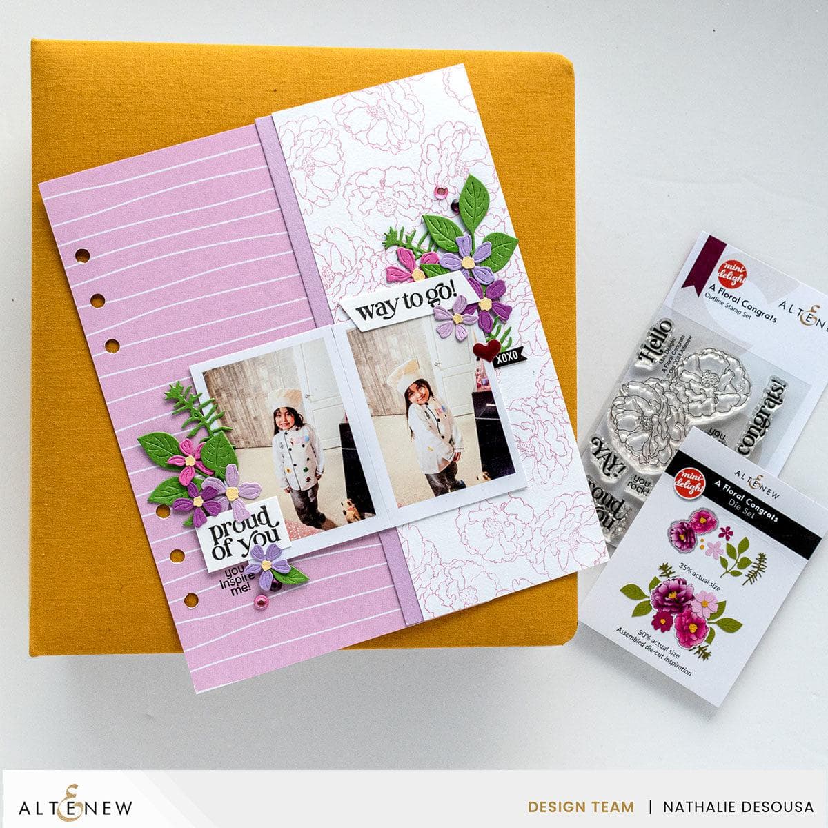 Mini Delight Floral Congratulations Stamp & Die Set for Card Making, Scrapbooking, DIY Crafts - Perfect for Weddings, Birthdays & Special Occasions