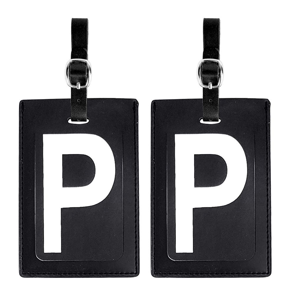 Personalized Leather Luggage Tags Set of 2 - Custom Monogrammed Initials with Privacy Flap & Address Cards - Durable Travel Bag Tags for Suitcases, Backpacks & Carry-Ons - Perfect Gift for Frequent Flyers & Vacationers