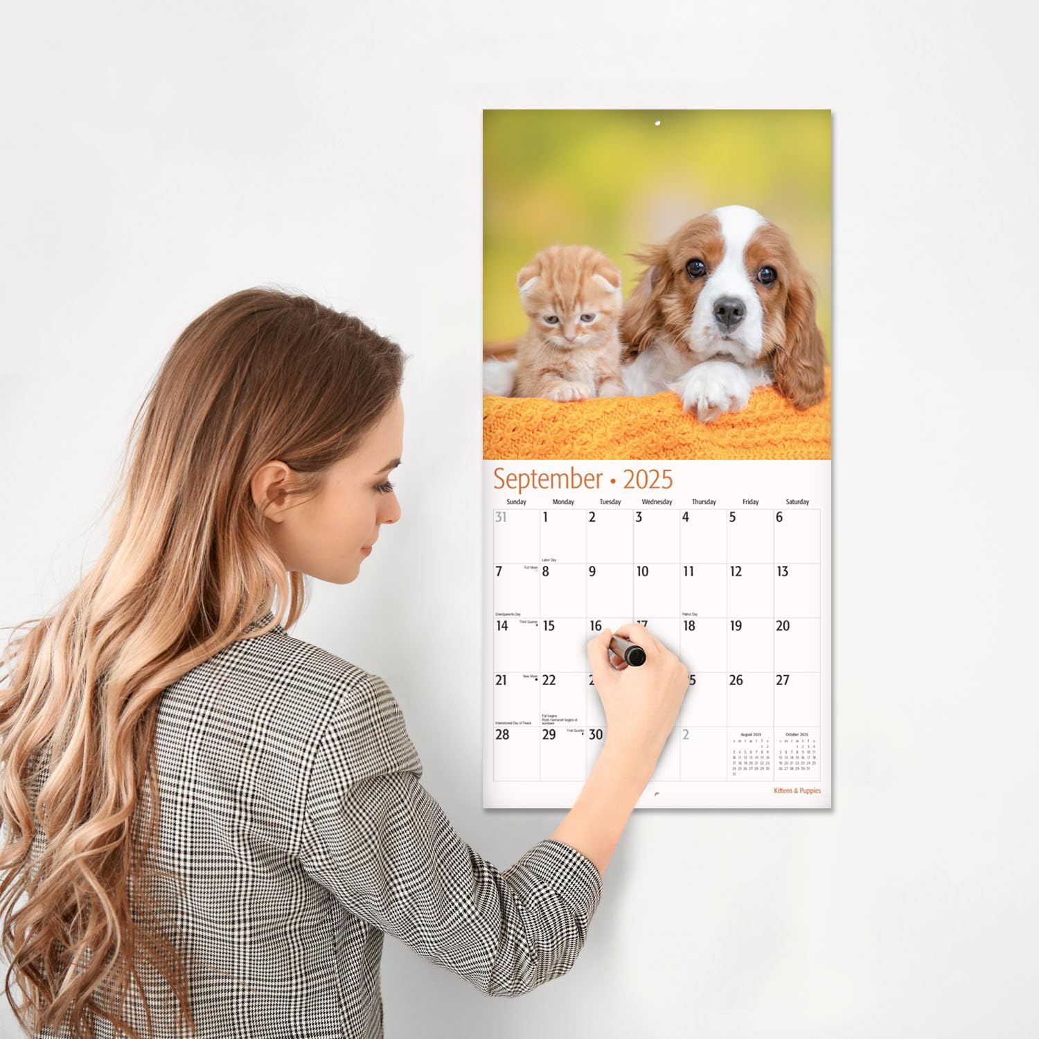RED EMBER Kittens & Puppies 2025 Wall Calendar - 12 Month Large 12x24 Inch with Thick Sturdy Paper - Perfect Gift for Pet Lovers, Home & Office Decor