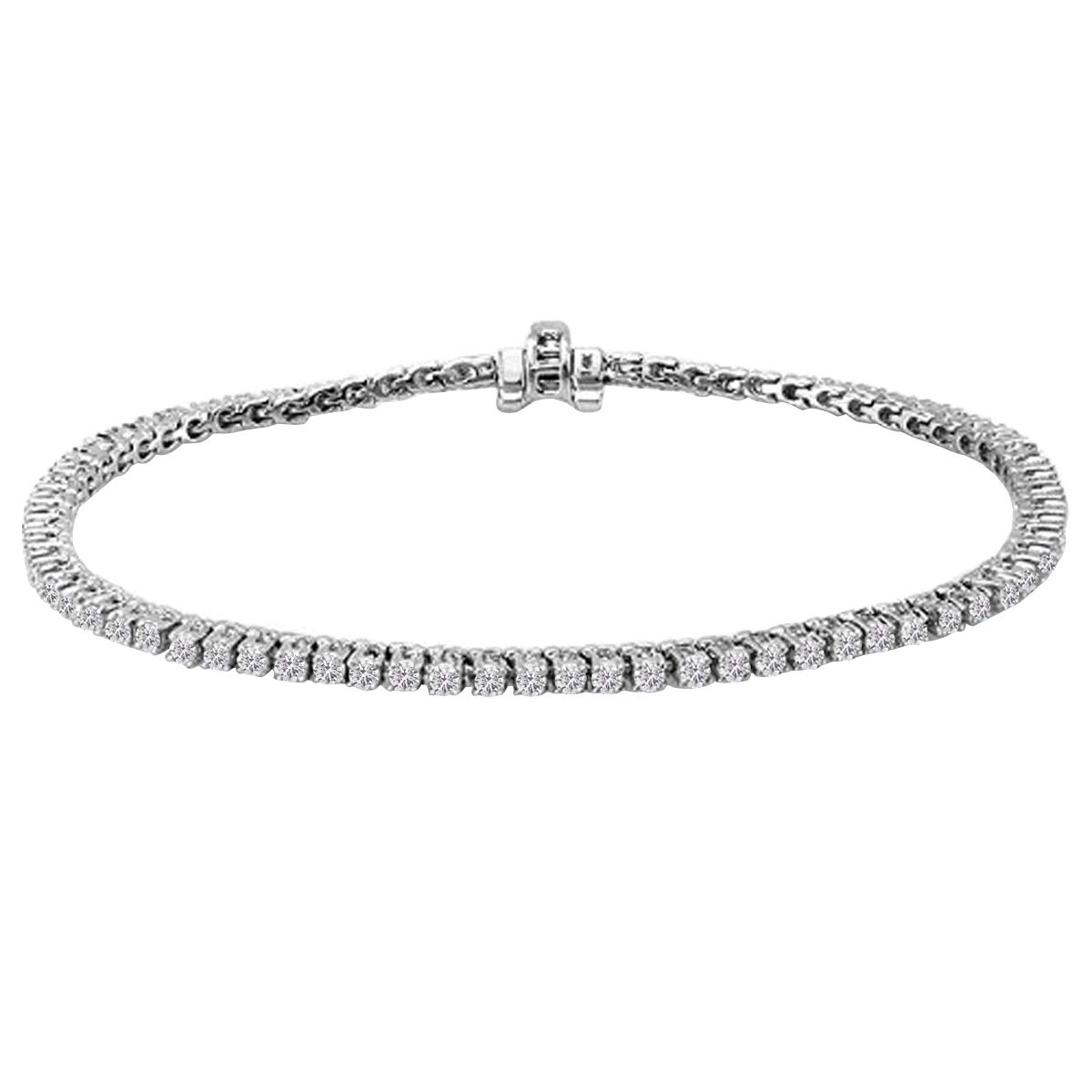 IGI Certified Round Lab Grown White Diamond Tennis Bracelet for Women - 14K Solid White Gold | Elegant Jewelry Gift for Anniversary, Wedding & Special Occasions