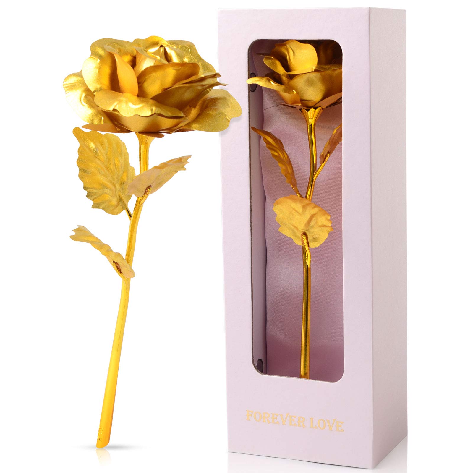 24K Gold Rose in Gift Box - Luxury Eternal Rose for Women, Mom, Wife & Girlfriend | Romantic Anniversary, Valentine's Day & Birthday Gift Idea | Perfect for Home Decor, Wedding Centerpiece & Special Occasions