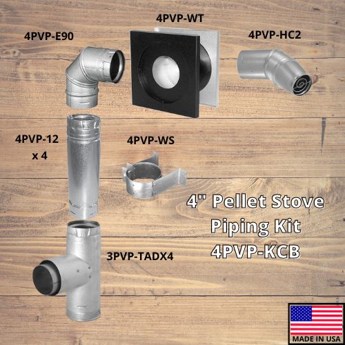 Comfortbilt/Duravent 4 Inch Pellet Stove Piping Kit - Galvalume Steel with Free 90° Elbow | High-Efficiency Venting System for Wood Pellet Stoves | Perfect for Home Heating & Outdoor Installations