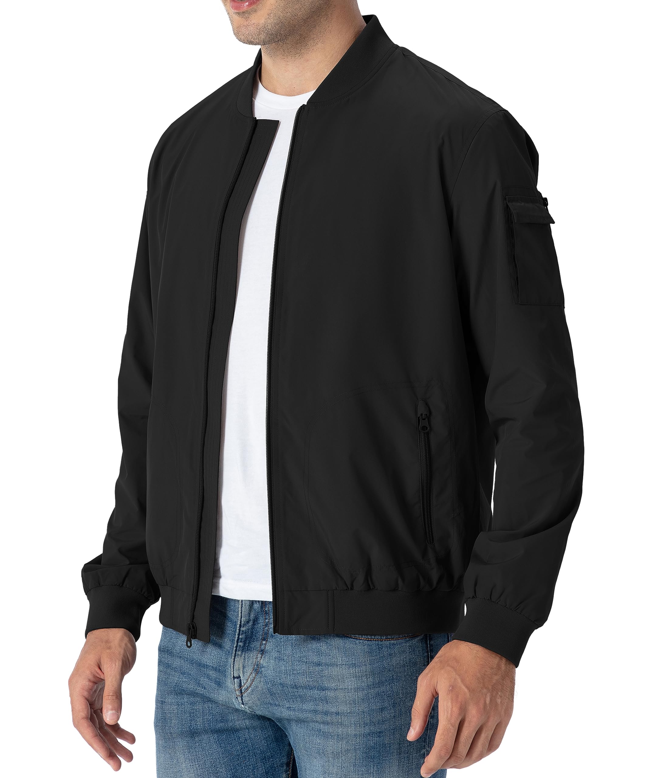 Rdruko Men's Lightweight Bomber Jacket - Stylish Baseball Jacket for Spring & Autumn | Casual, Sports & Military Style Windbreaker with Zip Pockets | Perfect for Outdoor Activities, Travel & Everyday Wear