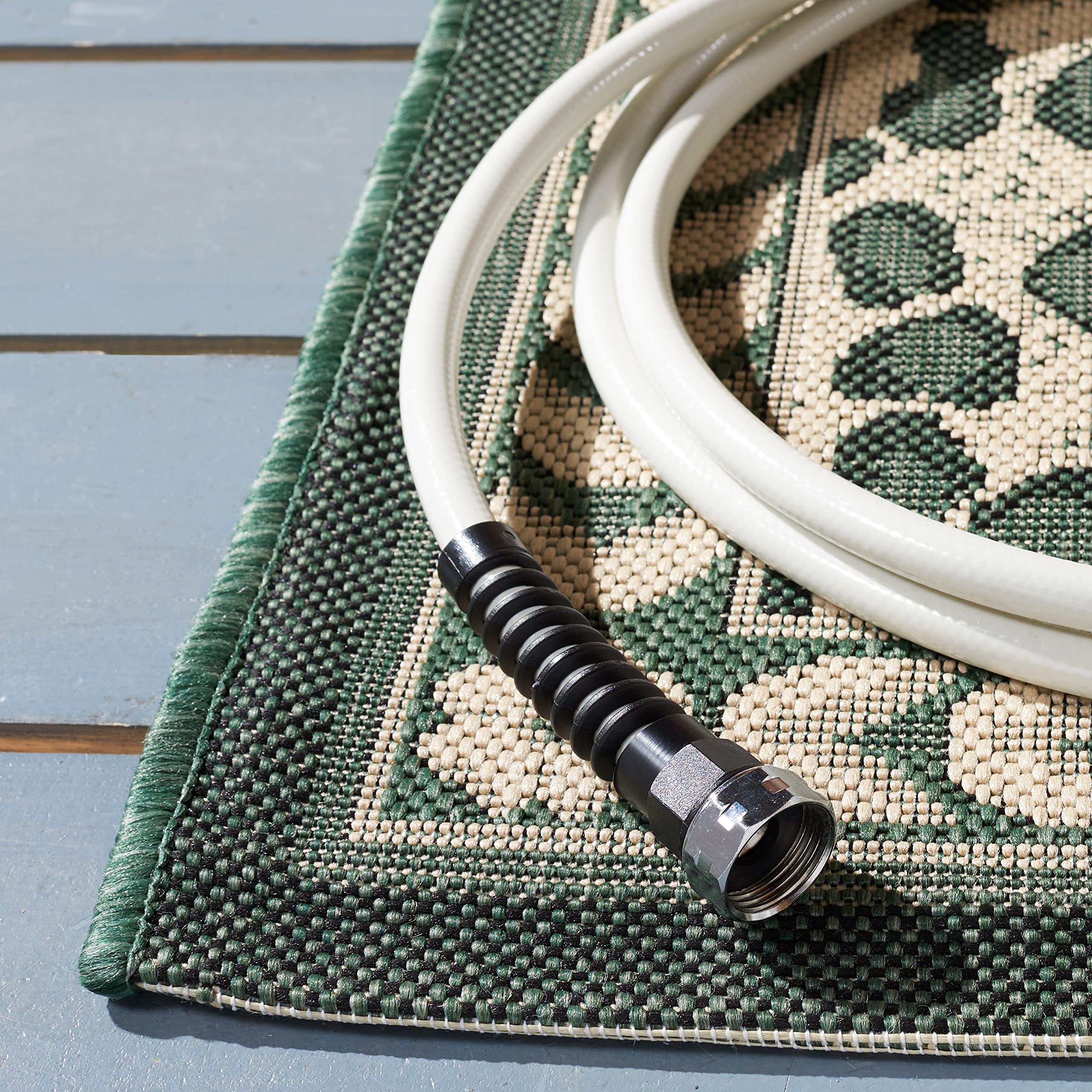 SAFAVIEH Courtyard Collection 9' x 12' Dark Green & Ivory Leopard Print Area Rug - Non-Shedding, Easy Care, Washable Indoor/Outdoor Rug - Perfect for Living Room, Bedroom, Patio, Backyard & Mudroom (CY6100-32212)