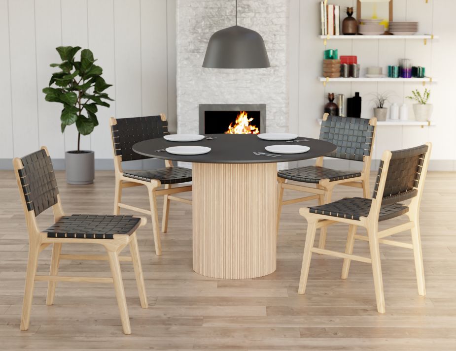Brooklyn Woven Dining Chair - Faux Leather Upholstered Modern Accent Chair for Kitchen, Dining Room & Office - Comfortable & Stylish Seating Solution