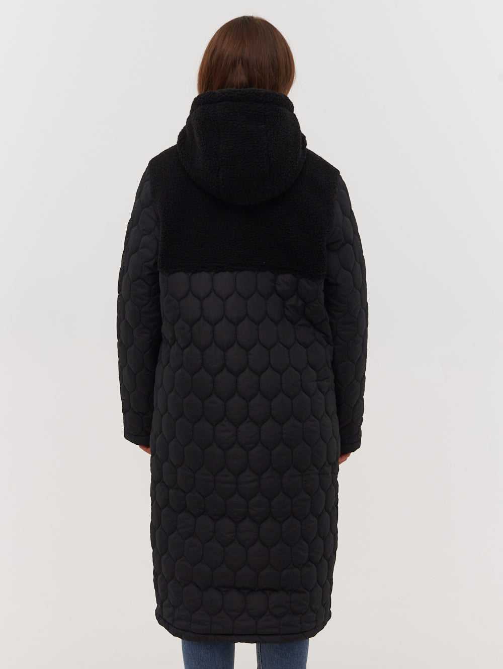 Lelah Honeycomb Quilted Longline Parka Jacket for Women - Winter Warm Coat with Hood, Waterproof Outerwear for Snow & Cold Weather - Perfect for Outdoor Activities, Commuting & Travel