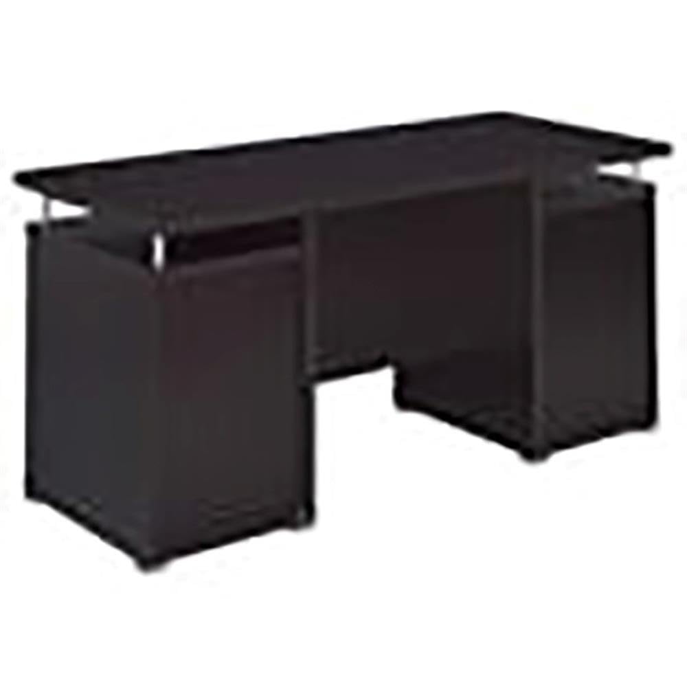 Modern 2-Drawer Wooden Computer Desk in Cappuccino Finish - Home Office & Study Workstation for Small Spaces