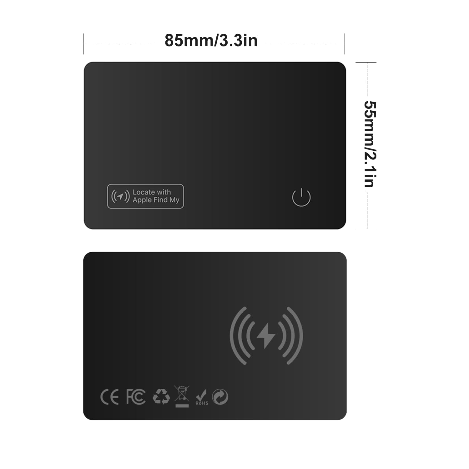 VINGNUT Wireless Rechargeable Wallet Tracker Card - Ultra Slim Design, Compatible with Apple Find My (iOS) for Wallet, Phone, Passport & Luggage Tracking - Perfect for Travel, Work & Daily Use (1 Pack)