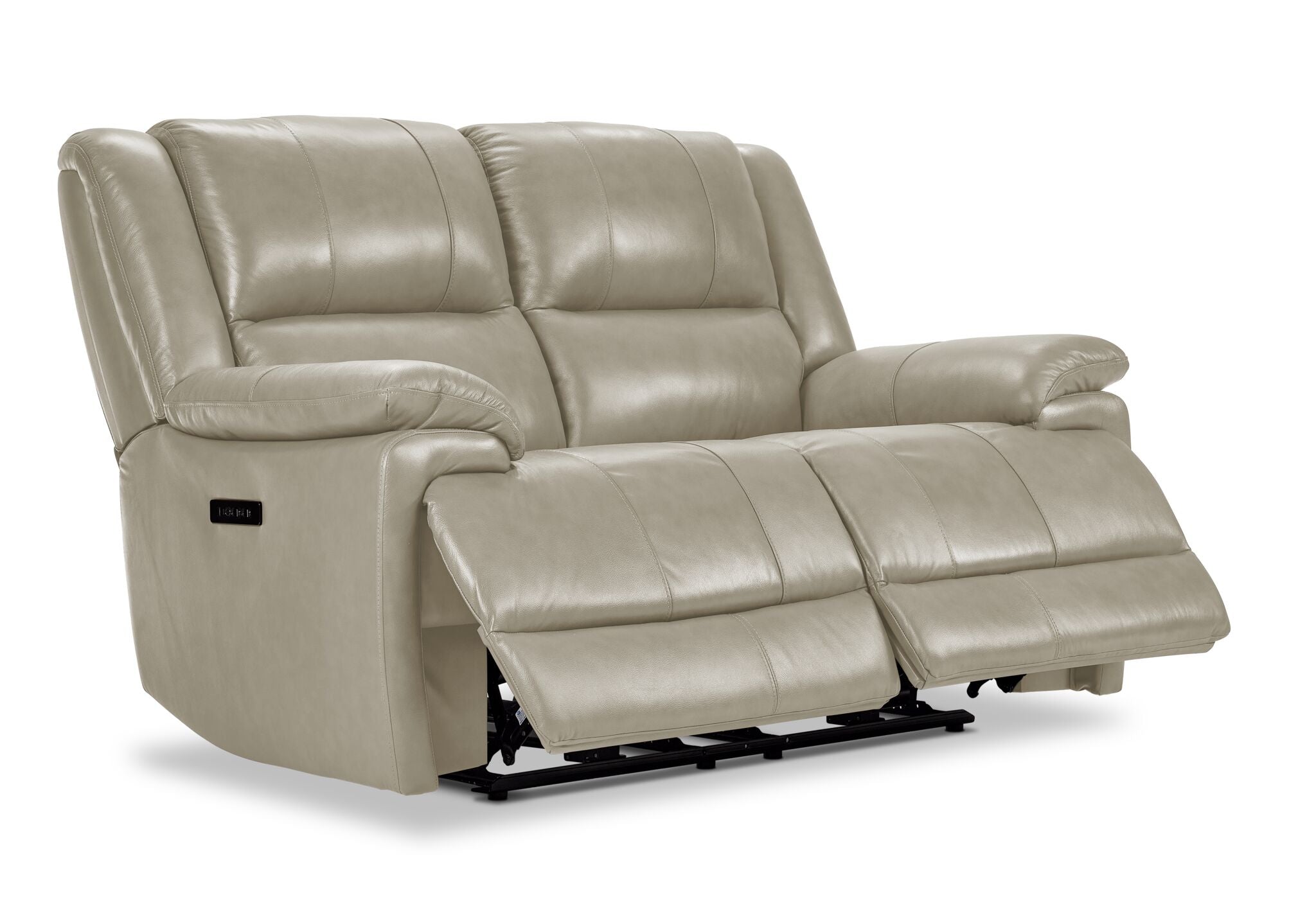 Allie Leather Dual Power Reclining Loveseat in Fog Gray - Modern Electric Recliner Sofa for Living Room, Home Theater & Relaxation