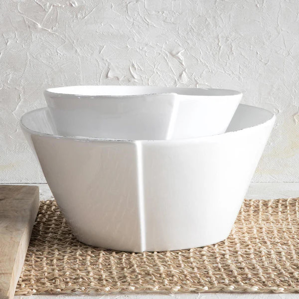 White Lastra Medium Stacking Serving Bowl - Durable Porcelain Dish for Entertaining, Salad, Pasta & Family Dinners | Perfect for Parties, Potlucks & Everyday Use