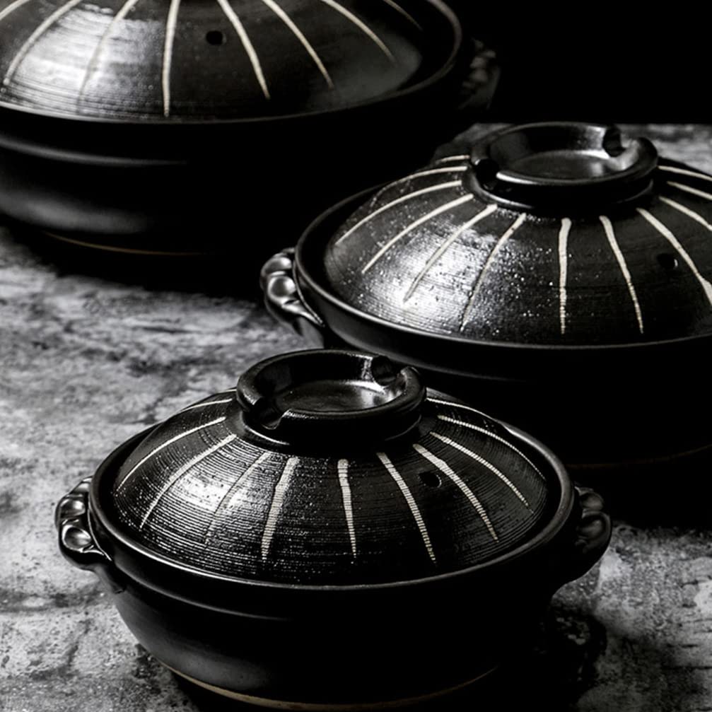 Authentic Japanese Donabe Clay Pot - Traditional Earthenware Casserole for Shabu Shabu, Sukiyaki & Hot Pot Cooking | Ceramic Soup Pot & Stock Pot for Japanese Cuisine | Perfect for Home Dining & Restaurant Use