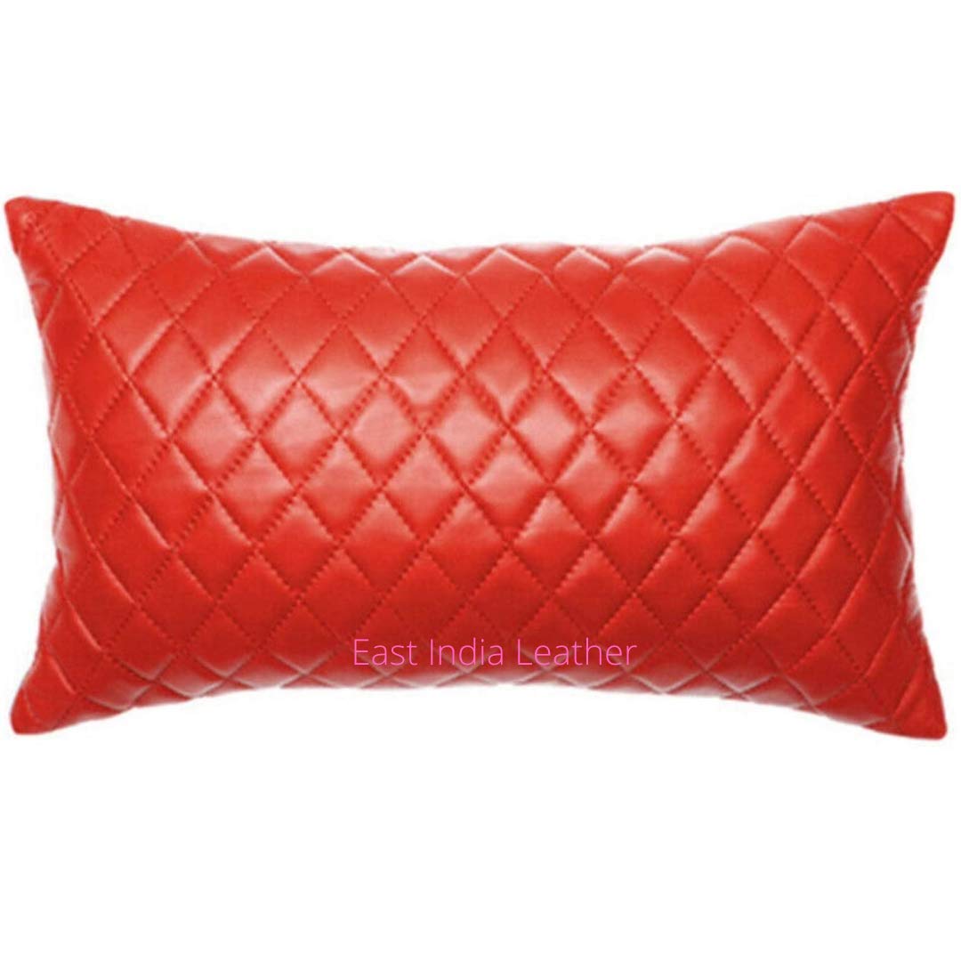 Premium Lambskin Leather Pillow Cover - EAST INDIA Genuine Leather Cushion Case (10