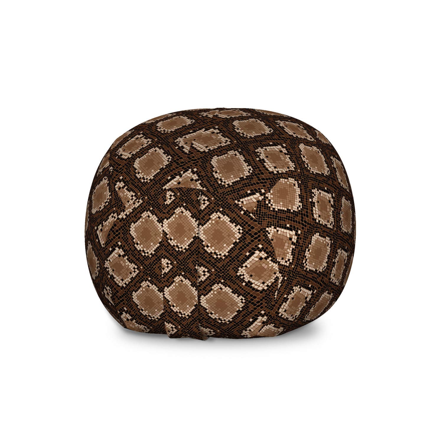 Ambesonne Large Washable Toy Storage Bag Chair with Snakeskin Print & Rhombus Motif - Abstract Wild Animal Graphic Stuffed Organizer in Taupe Mustard - Perfect for Kids' Room, Playroom & Nursery Organization