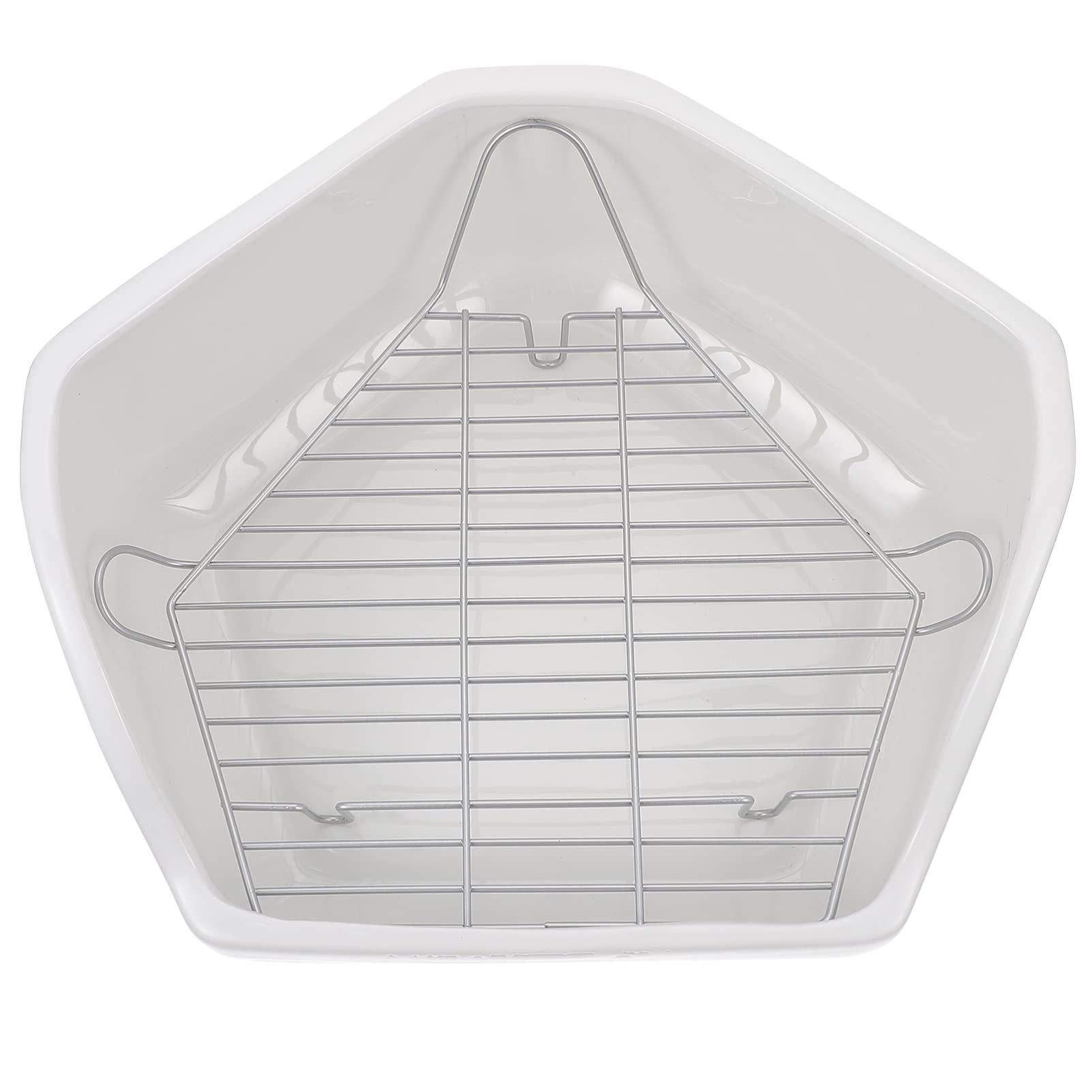 POPETPOP Ceramic Rabbit Litter Box - Pentagonal Toilet Tray for Rabbits & Hamsters | Slip-Resistant & Easy to Clean | Perfect for Cage & Indoor Pet Use