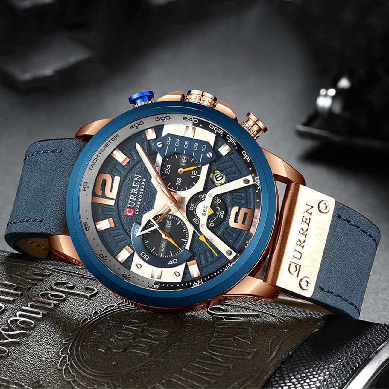 Luxury Men's Business Chronograph Watch - Waterproof Analog Quartz Wristwatch with Leather Strap | Perfect for Office, Formal Events & Everyday Wear