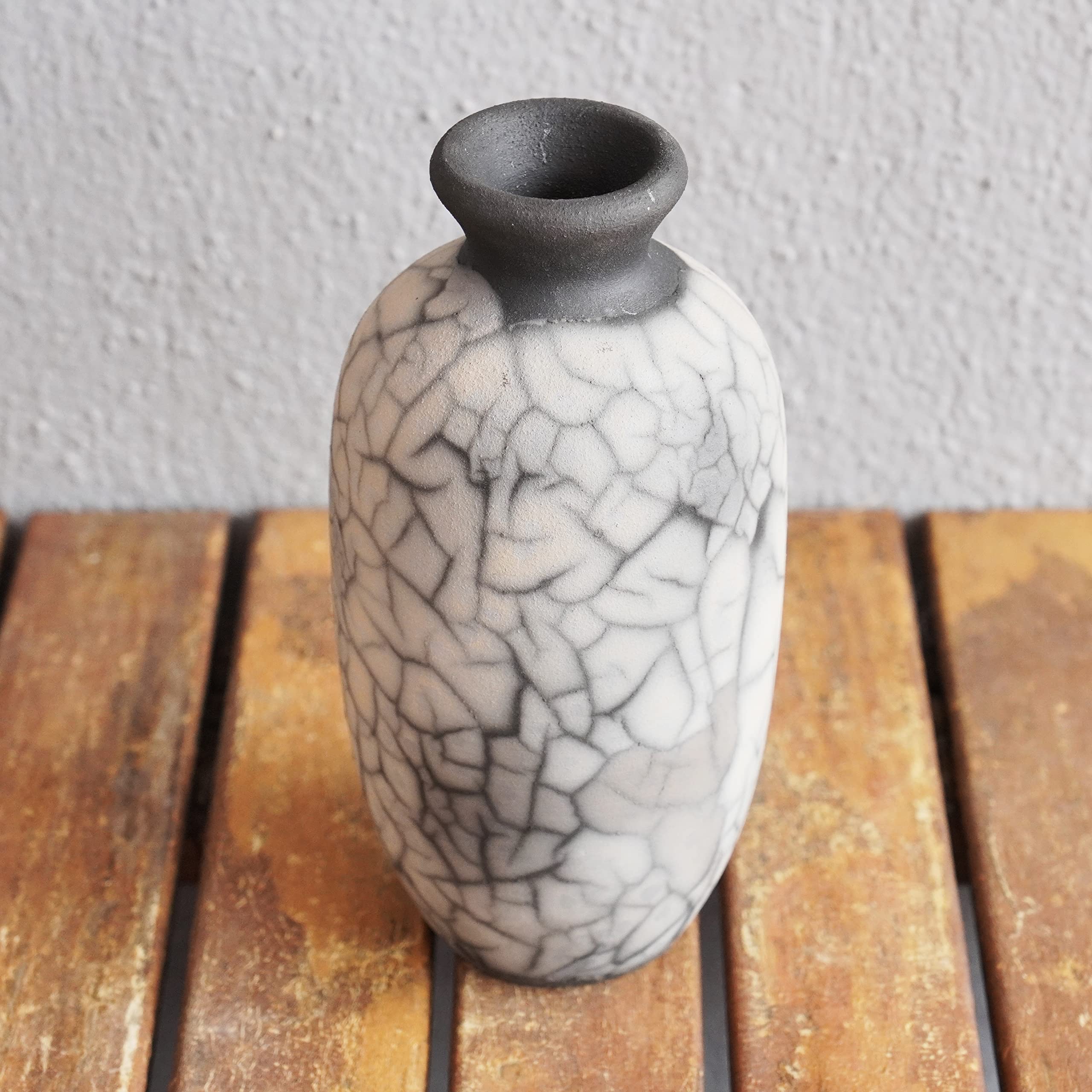 Handmade Ceramic Raku Vase Set of 2 - 7 Inch Boho Home Decor, Unique Pottery Gift for Women, Mom, Bridesmaid Wedding Present in Gift Box | Perfect for Living Room, Bedroom, Wedding Centerpiece & Housewarming Gift