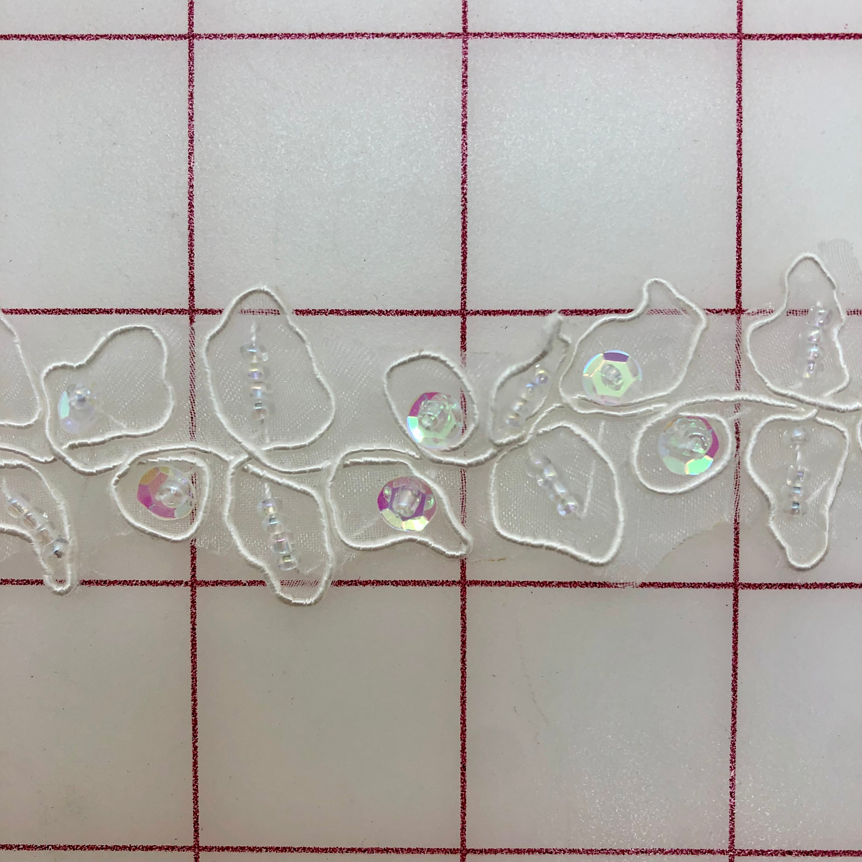 1 Inch Ivory Sequined Non-Metallic Trim for Wedding Dresses, Costumes & DIY Crafts - Elegant Decorative Edge Trim for Sewing Projects