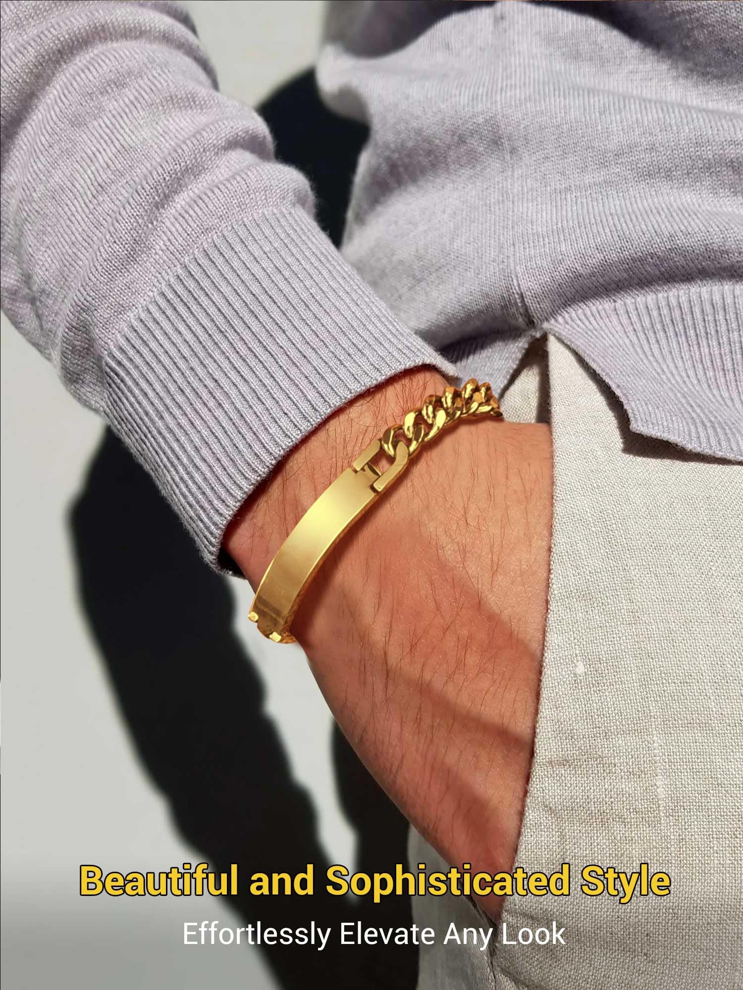 Custom Engraved Stainless Steel Bracelets for Men & Women - Personalized Name, Date, Initial & Quote ID Bracelets (7.5