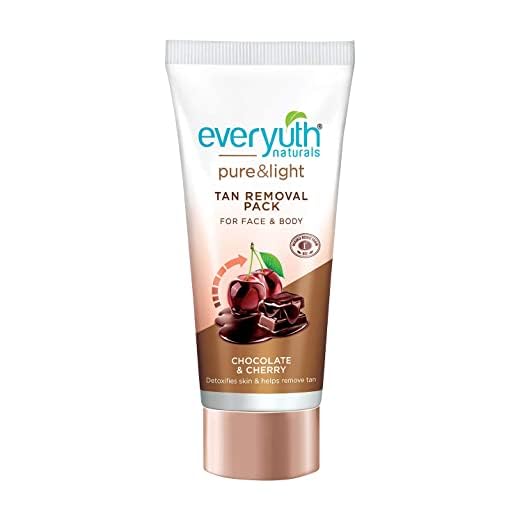 Everyuth Naturals Pure & Light Tan Removal Face Pack - Chocolate & Cherry, 50g Tube | Brightening Facial Mask for Glowing Skin | Perfect for Daily Skincare & Summer Sun Protection