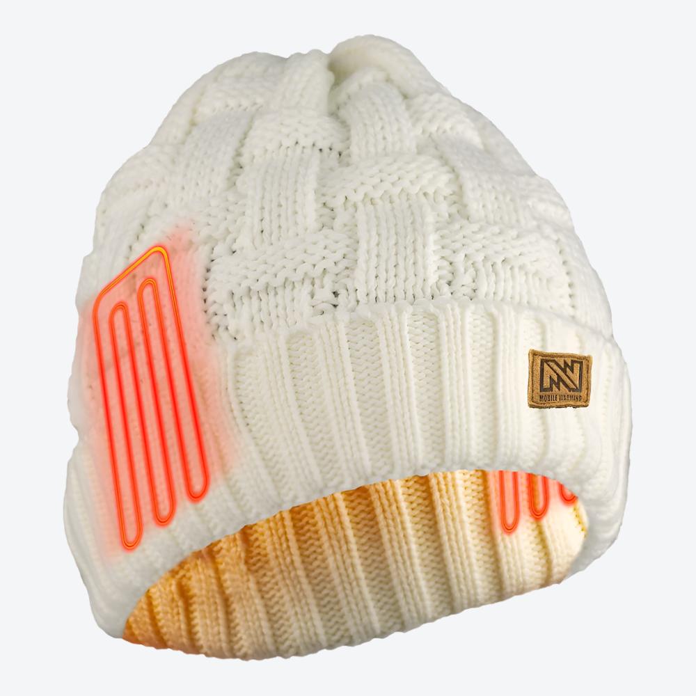 Cozy Heated Cable Knit Beanie for Men & Women - Winter Electric Warm Hat with USB Charging - Perfect for Skiing, Hiking & Outdoor Activities