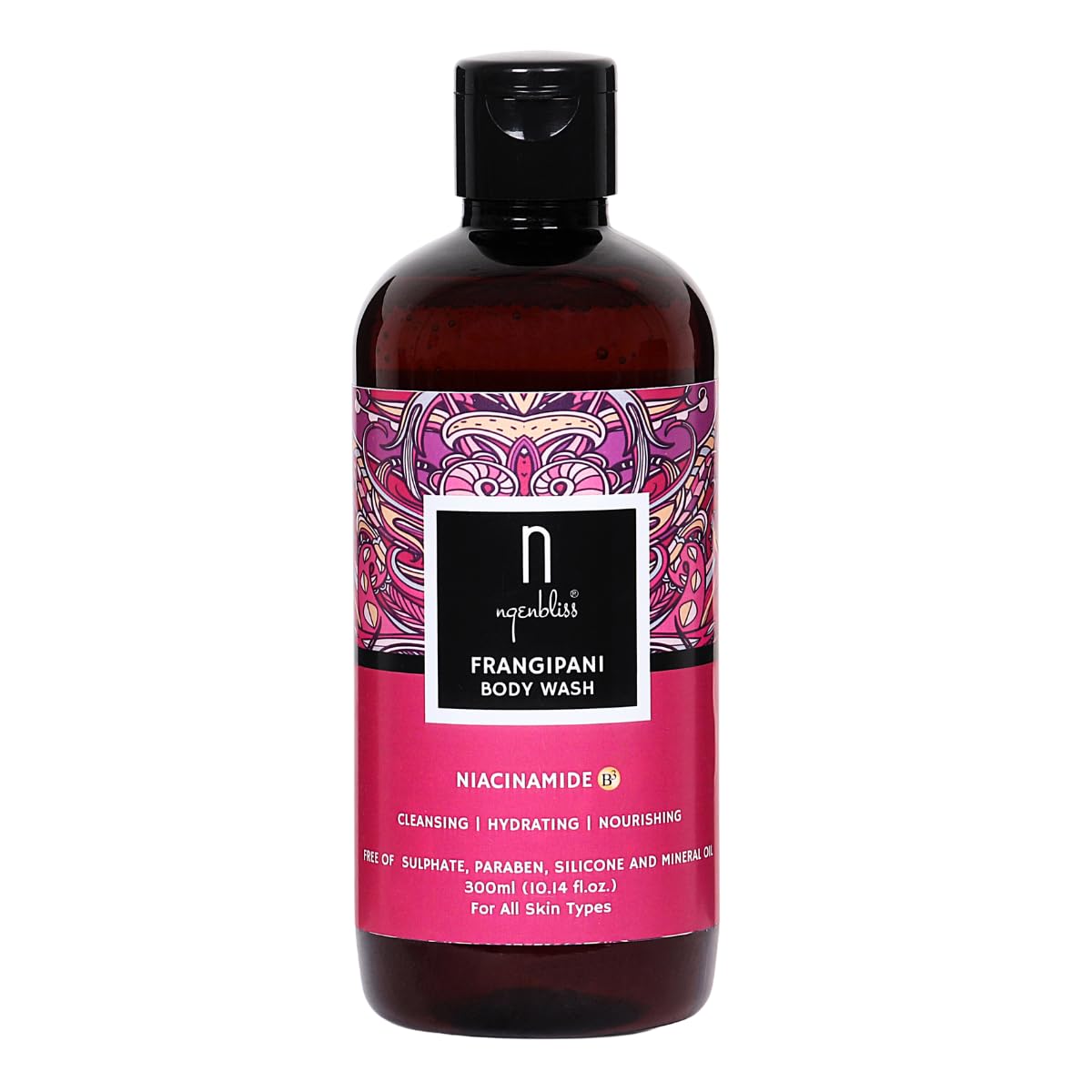 Ngenbliss Frangipani & Niacinamide Body Wash for Smooth, Hydrated Skin - Perfect for Daily Shower & Spa Relaxation