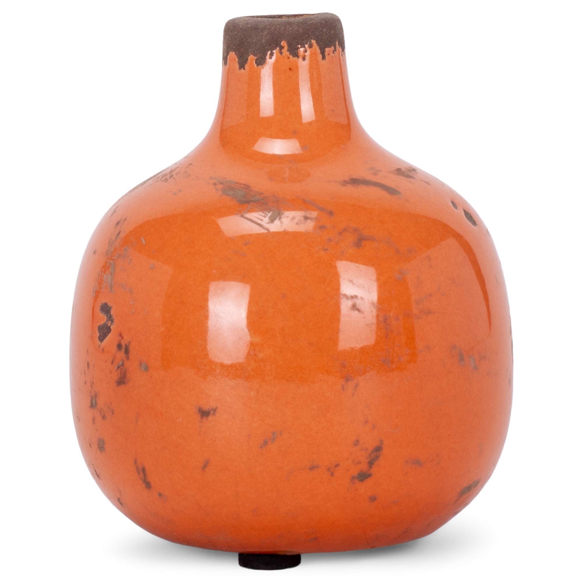 47th & Main Mini Round Orange Ceramic Vase - Handmade Home Decor for Table Centerpiece, Wedding, Living Room & Office Decoration