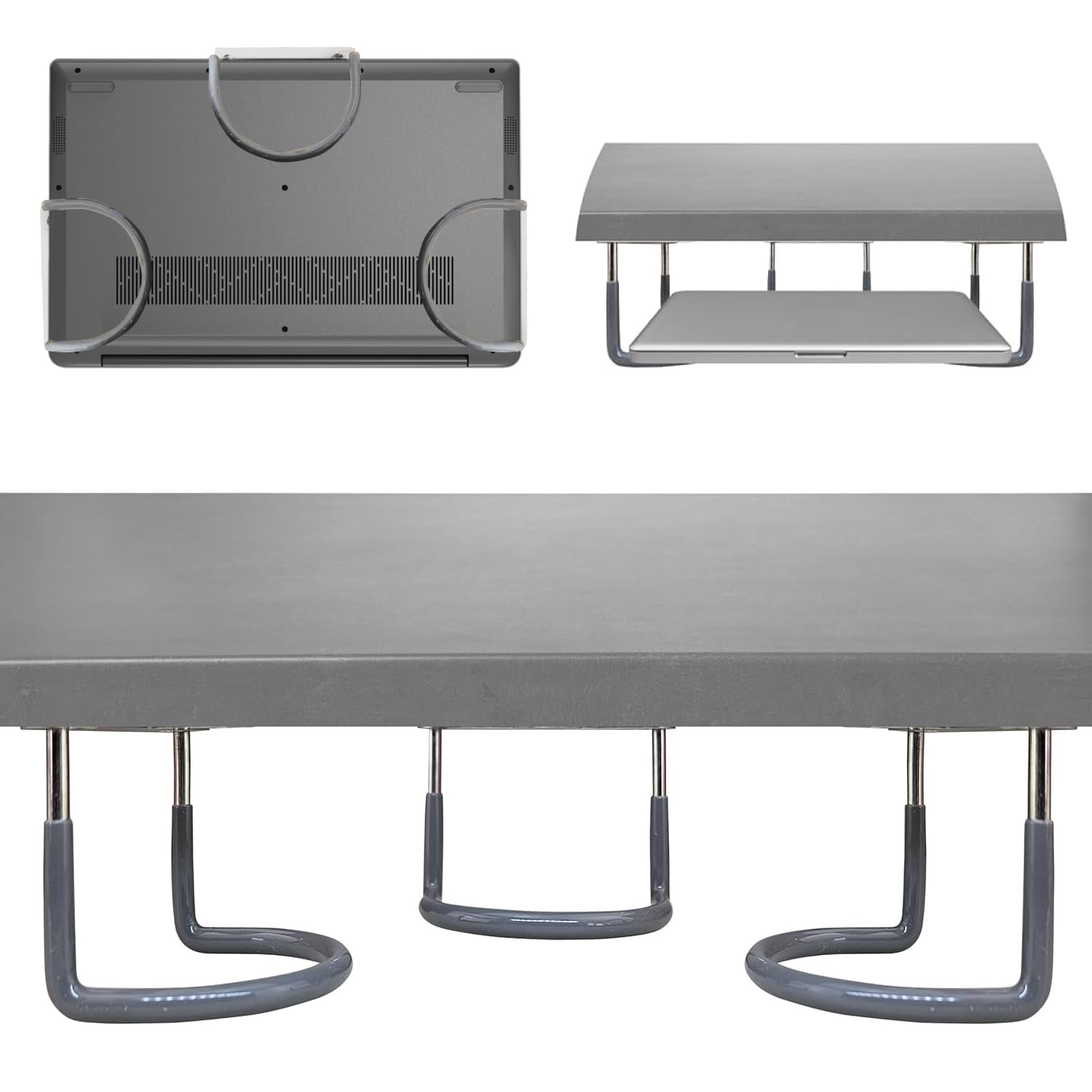 TidyFriend Rubberized Under Desk Laptop Mount - 3-in-1 Space Saving Organizer with Screws for Home & Office Workspace Organization