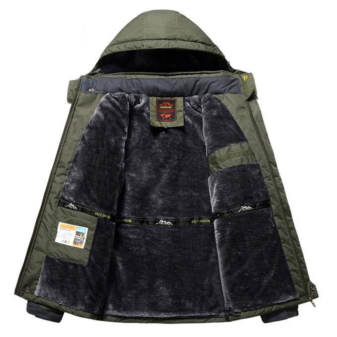 Men's Military Fleece Winter Jacket - Windproof Waterproof Parka Coat for Cold Weather | Warm Windbreaker Raincoat with Oversized Fit | Ideal for Outdoor Activities, Hiking & Winter Sports