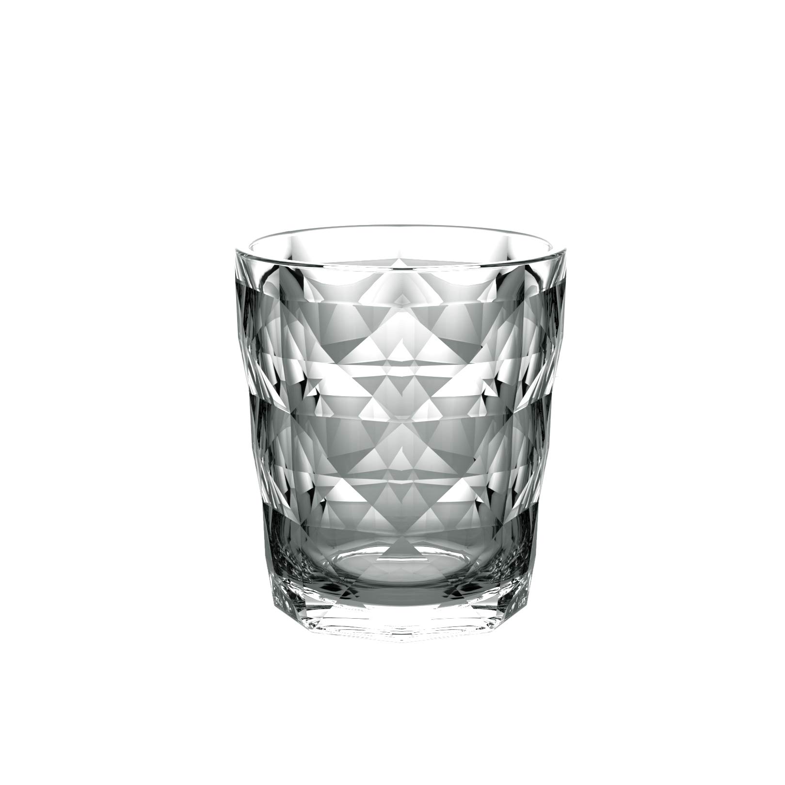 QG 13 fl oz Diamond Cut Pattern Clear Smoke Grey Acrylic Plastic Tumbler Set of 8 - Perfect for Parties, Picnics & Home Decor